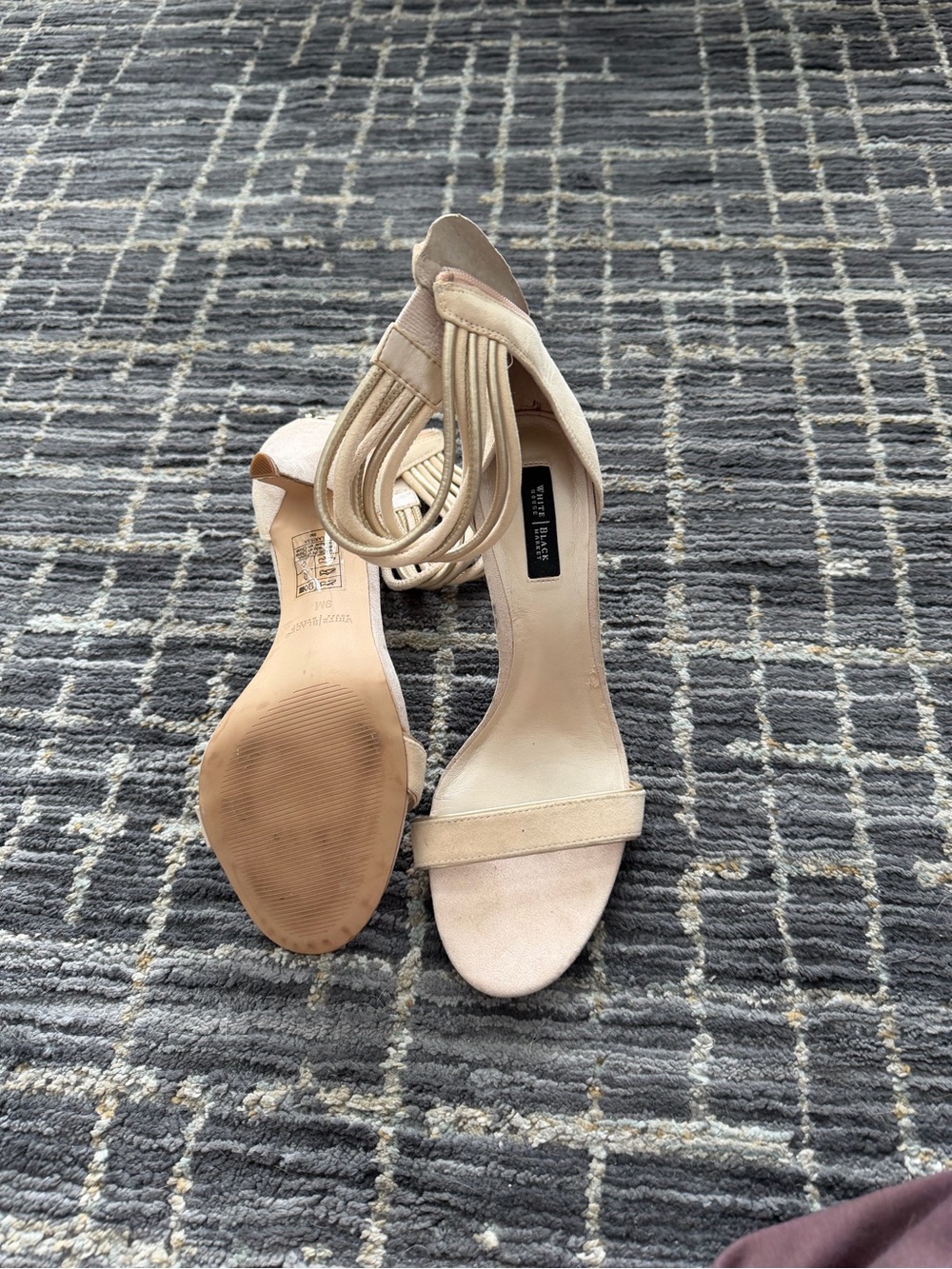White House Black Market Beige Strappy Ankle-Wrap Heels